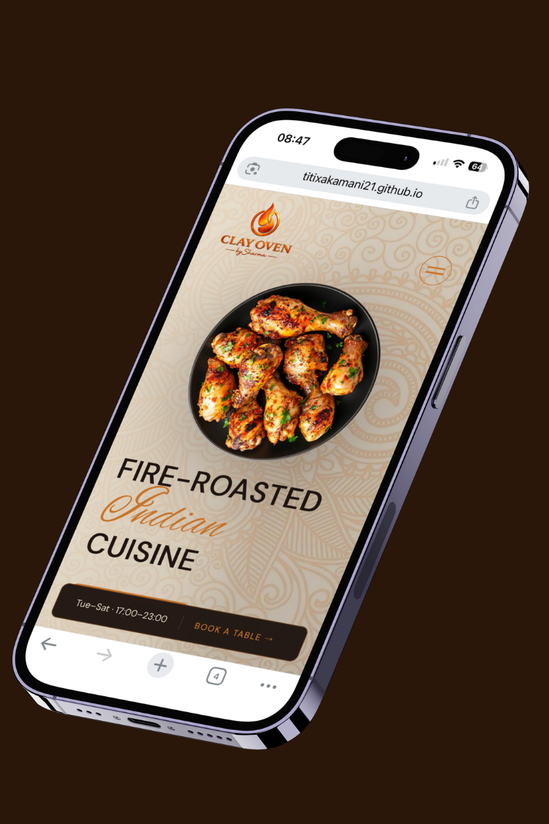 Clay Oven website mockup